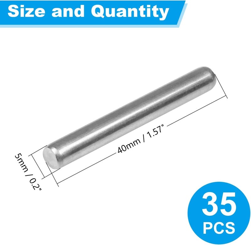 Yinpecly 35 Pcs 5mm x 40mm Shelves Dowel Pin,304 Stainless Steel Dowel Pin, Shelf Support Pegs Pin Metal Bookshelf Pegs Support for Cabinet Furniture Fixing Component Position - Image 2